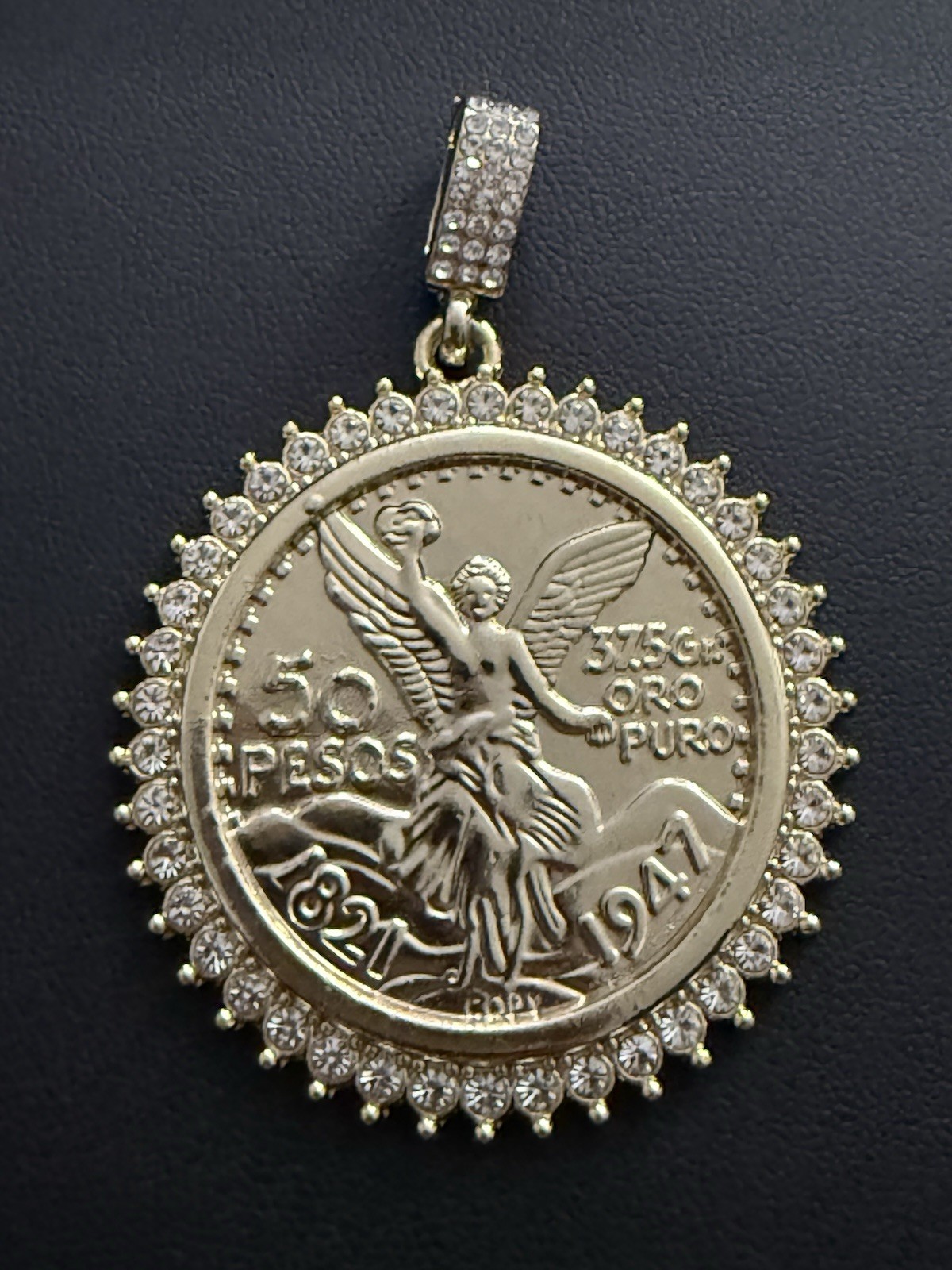 50 Centenario Peso 14k Gold Plated Bezel And Necklace