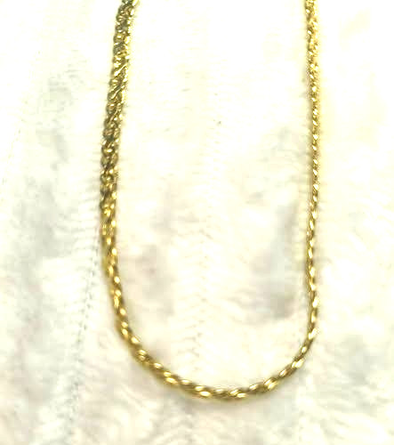 Gold Tone Braided Rope Chain Necklace Twisted Links Lobster Clasp Kore