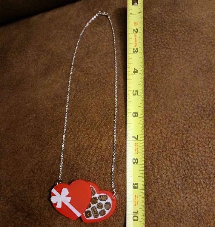 Valentine’s Day Box Of Chocolates Necklace 10 Inch Hang