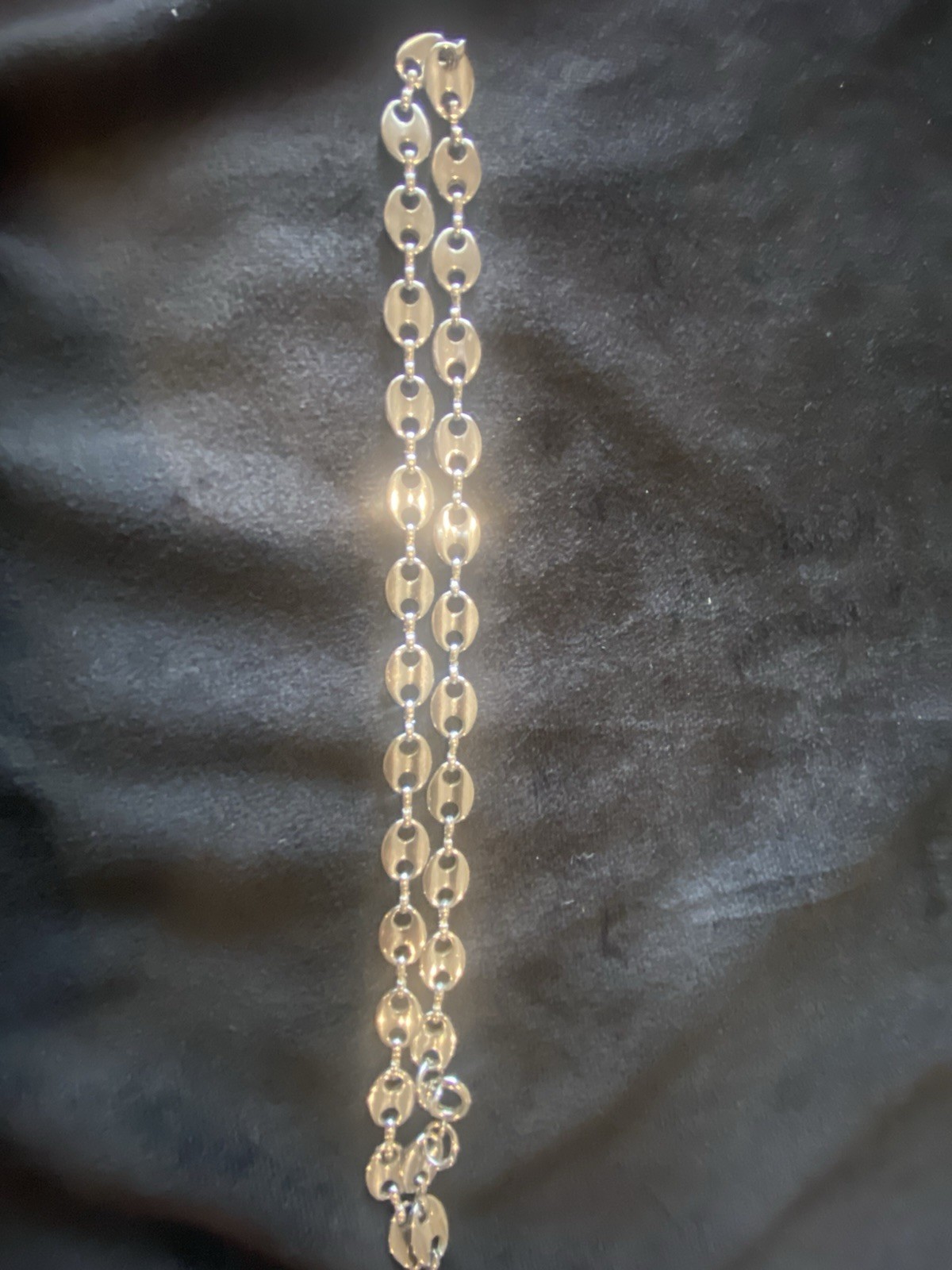 18” puffed “Gucci” link/coffee bean or marina chain Silver Tone necklace chain