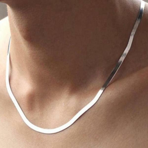 Unisex 18K Yellow/White/Rose Gold Filled Italian Flat Snake Chain Necklace B764