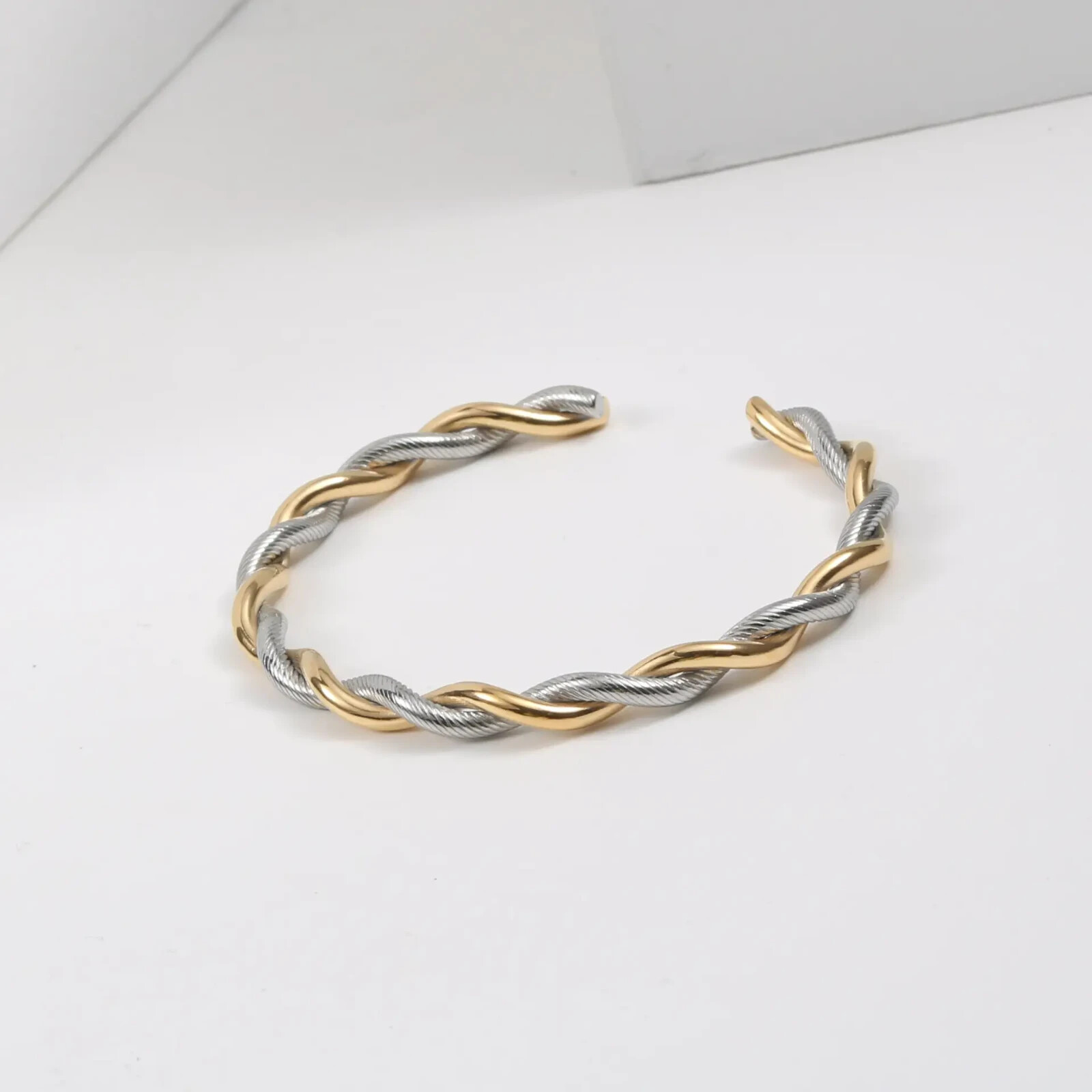 Women jewerly, High End Gold & Silver Twist Rope Cuff Bracelet Women Adjustable
