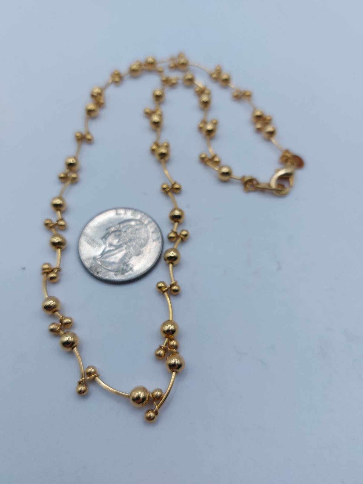 Gold Tone Wavy Ball Necklace Premier Designs Vintage Retired 2005 Flawless
