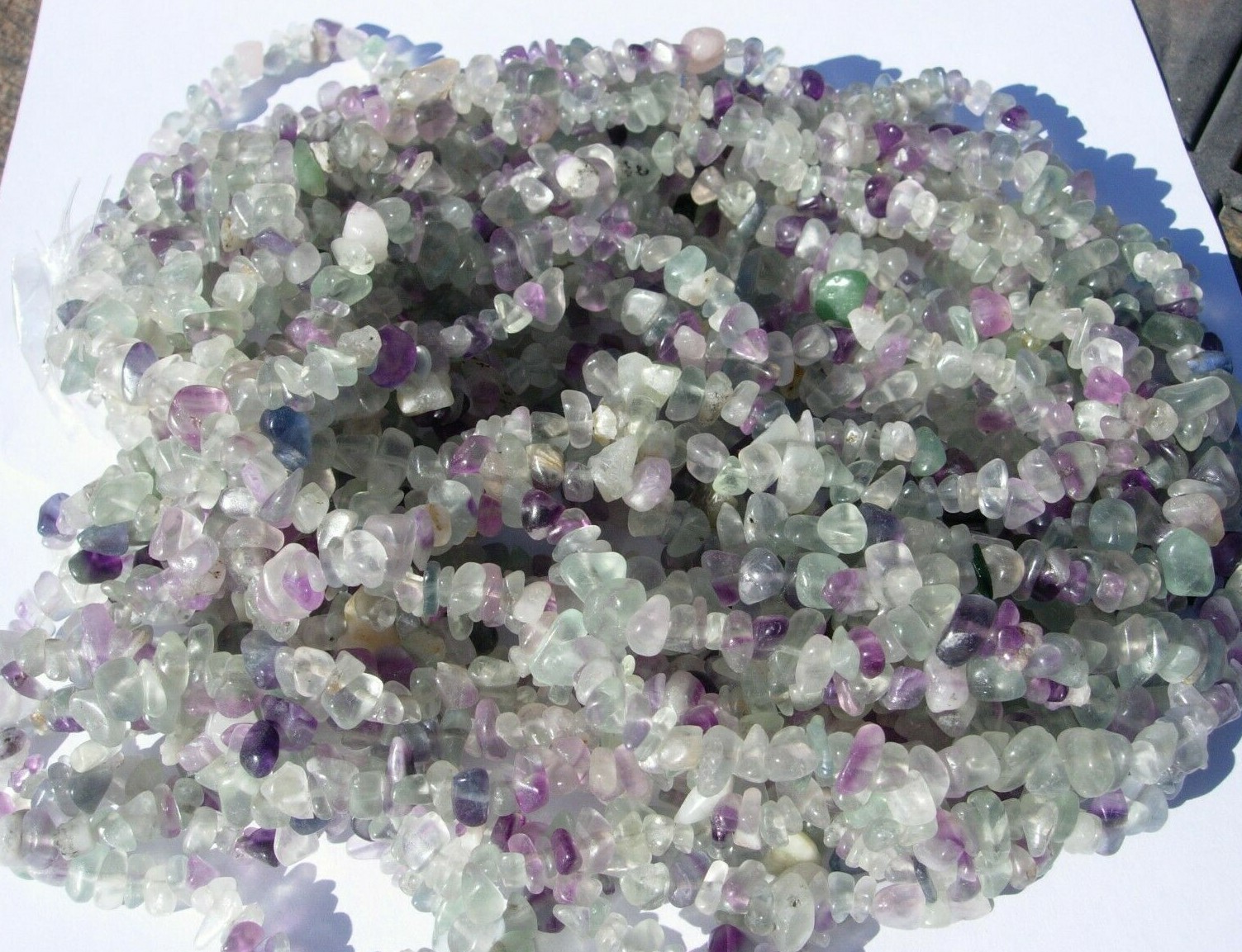 Multi Fluorite crystal chip bead strands about 34″ long Reiki