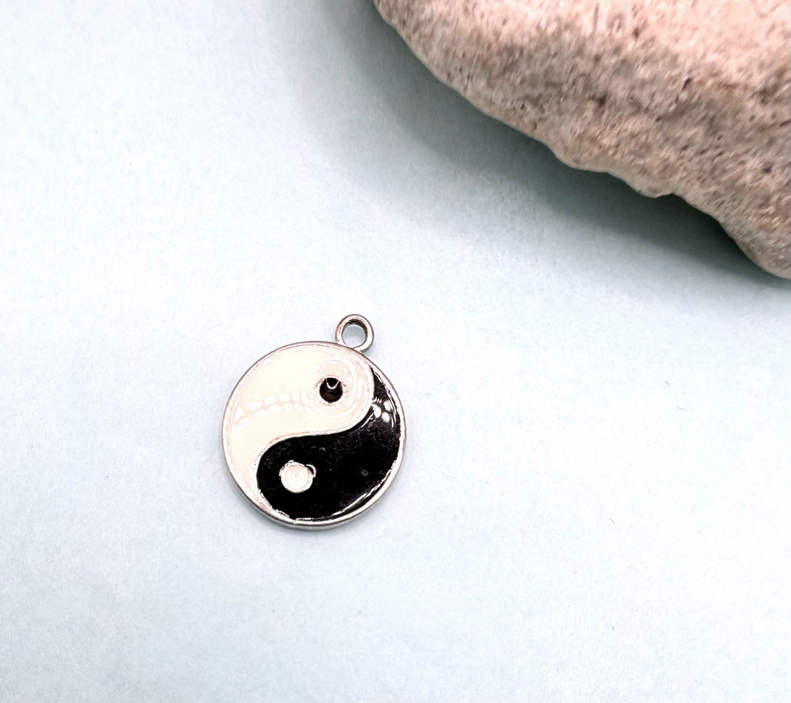 Yin Yang Enamel Pendant 925 Sterling Silver Balance & Harmony Necklace Charm