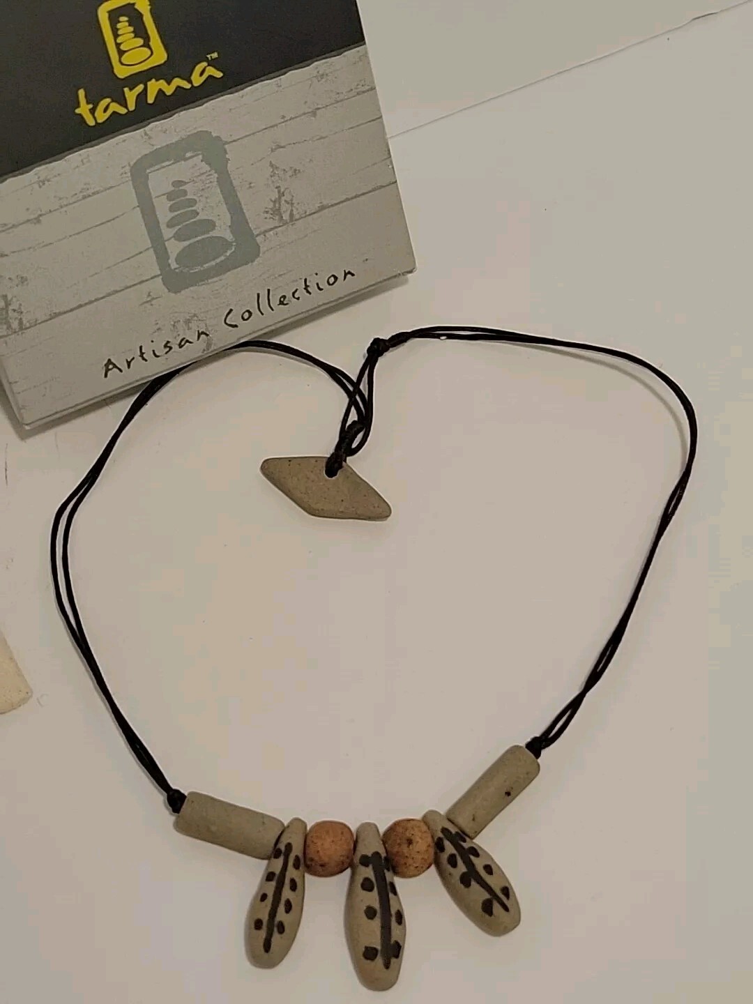 Tarma Designs Margarita Zalvidar Native Pebble Gray Stone Necklace Handmade