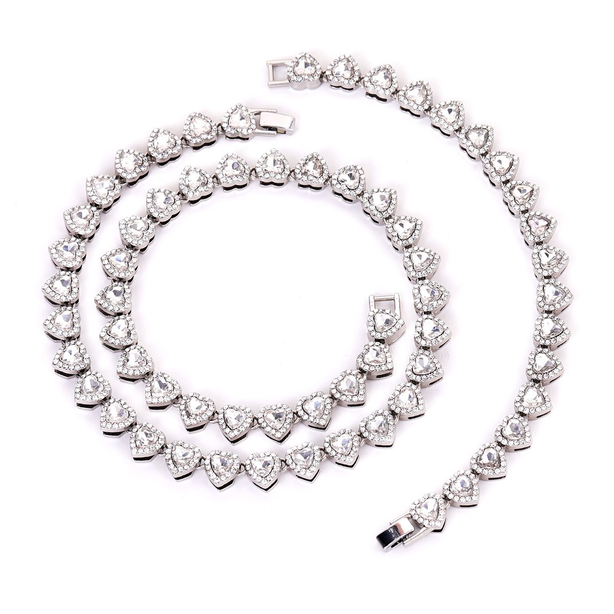 Tennis Jewelry Set Silver Stainless Steel zirconiastone unisex Necklace Bracelet