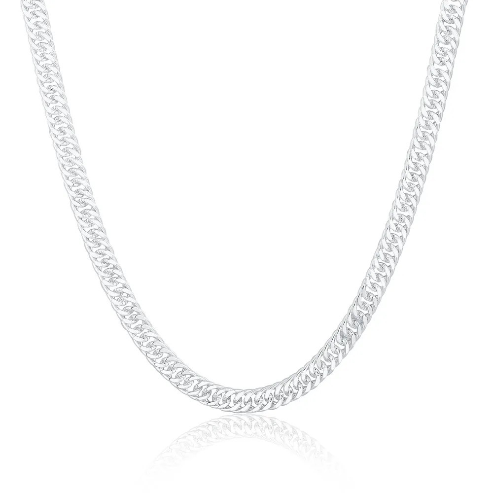 Men’s 10mm 925 Sterling Solid Silver Sideways Chain Necklace Jewelry Gift