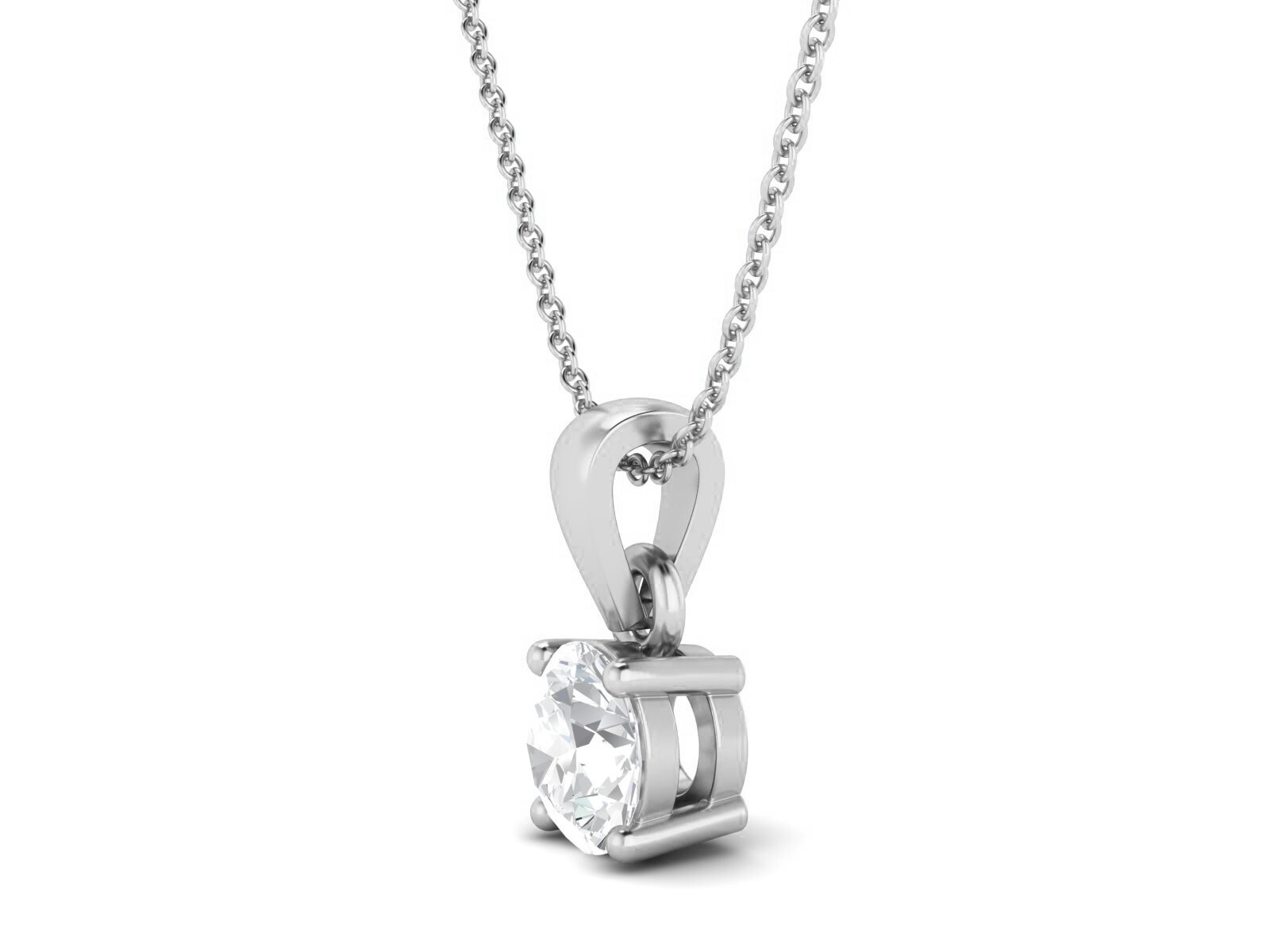 Amezing Round Cut Simulated Diamond Solitaire Pendant In 14K White Gold Plated