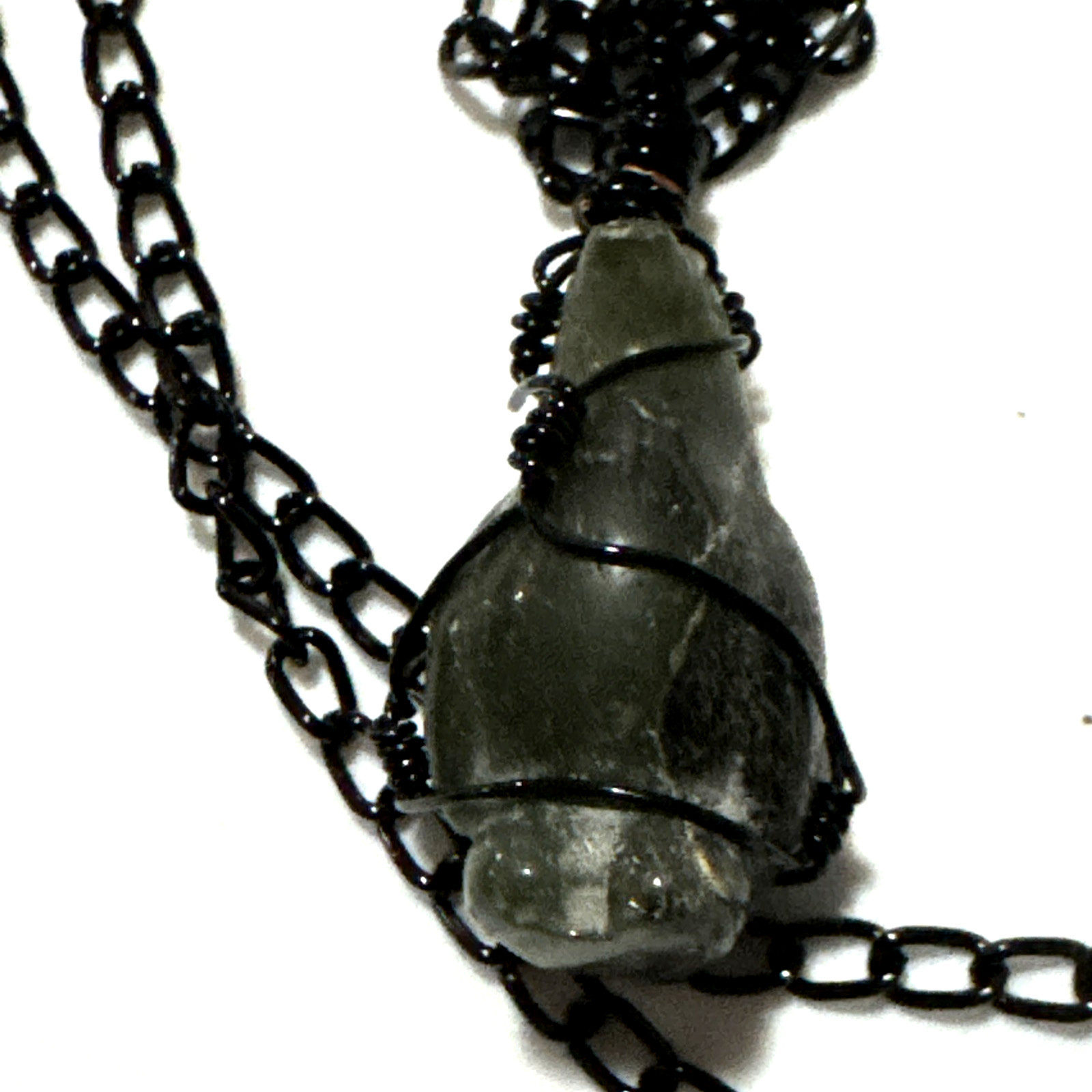 Labradorite Penguin Pendant Necklace Jewelry Black 30″ Chain Genuine Stone Bling
