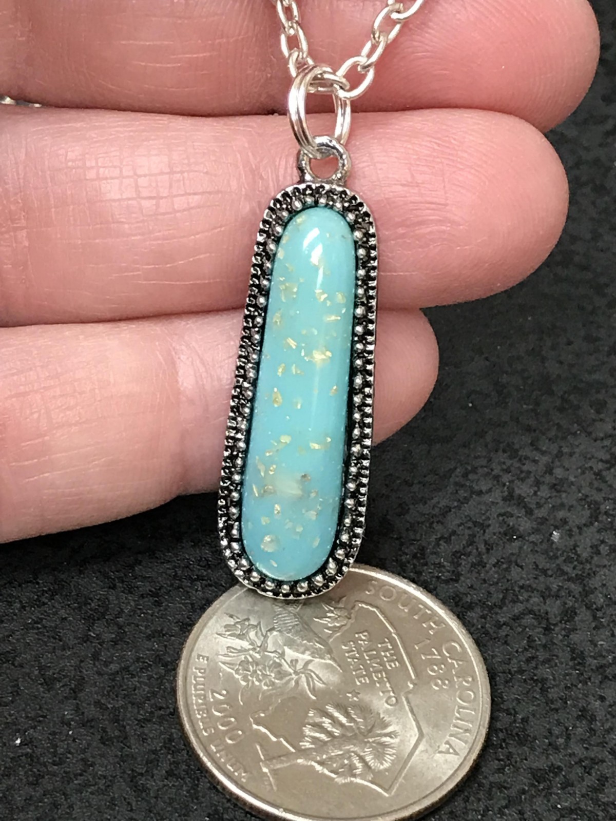 Oblong Howlite Moonstone Turquoise Pendant Charm Stone Design Varies D-1737
