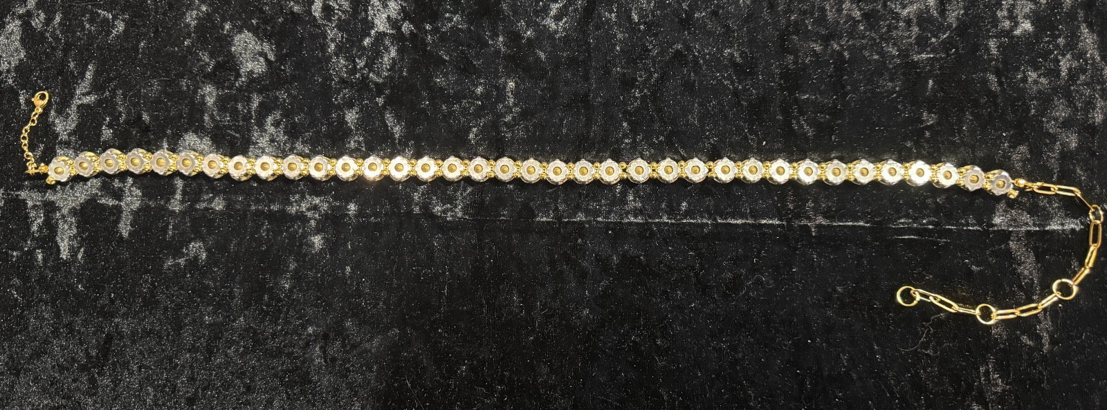 White Colorless & Gold Round 10 mm 17 In Tennis Necklace +6 Paper Clip Adjuster