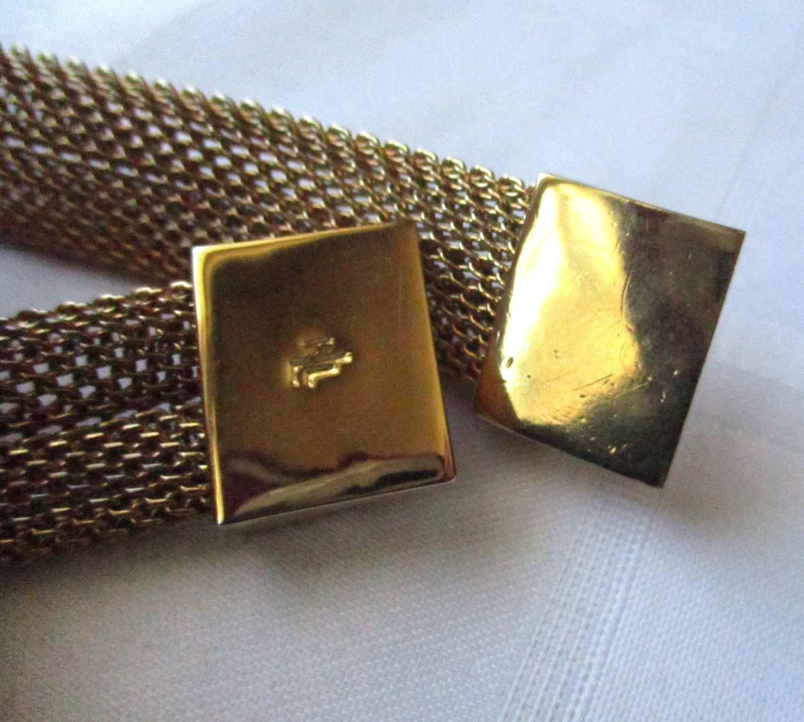 LRL Lauren Ralph Lauren Gold Plated Chunky Mesh Collar Choker Band Necklace VTG
