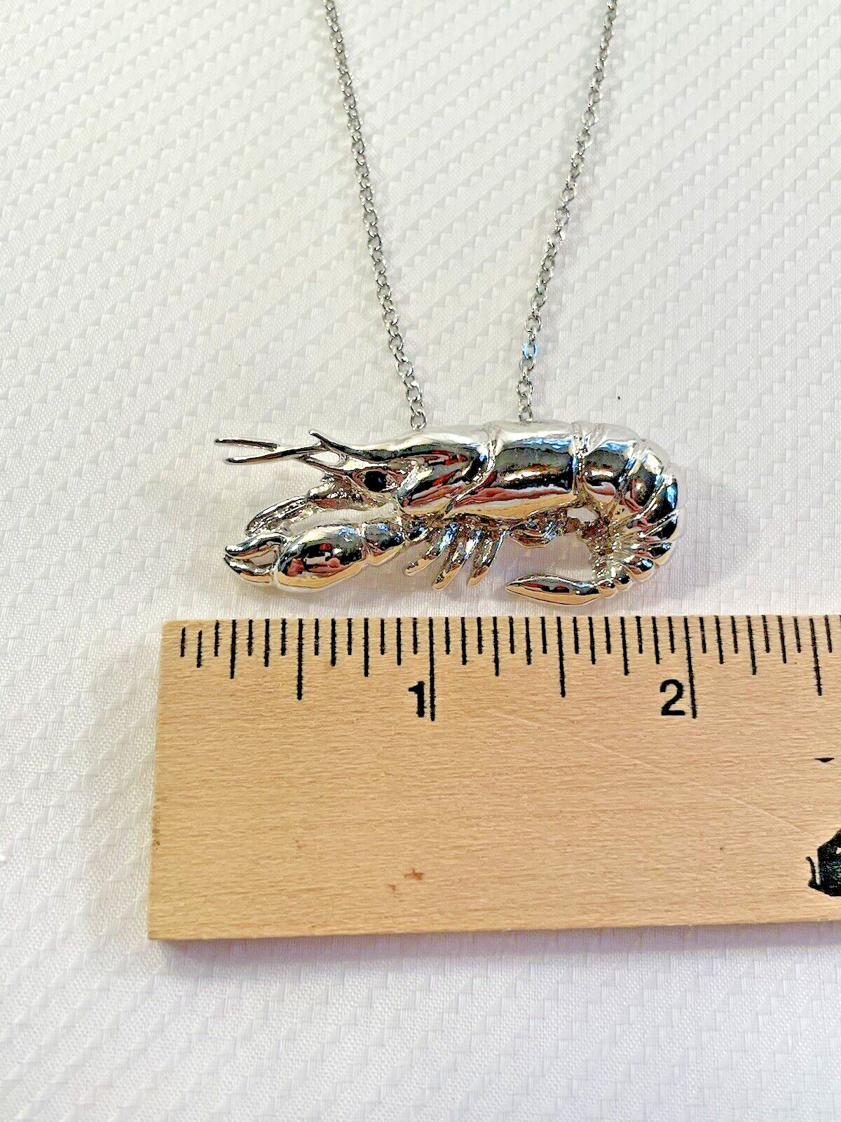 Crawfish Lobster Charm Pendant Necklace 20” Stainless Chain Coastal Jewelry NEW