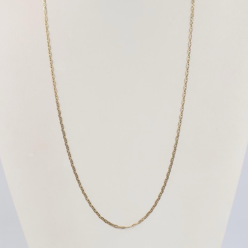 18k Yellow Gold Figaro Chain Necklace with Spring Ring Closure