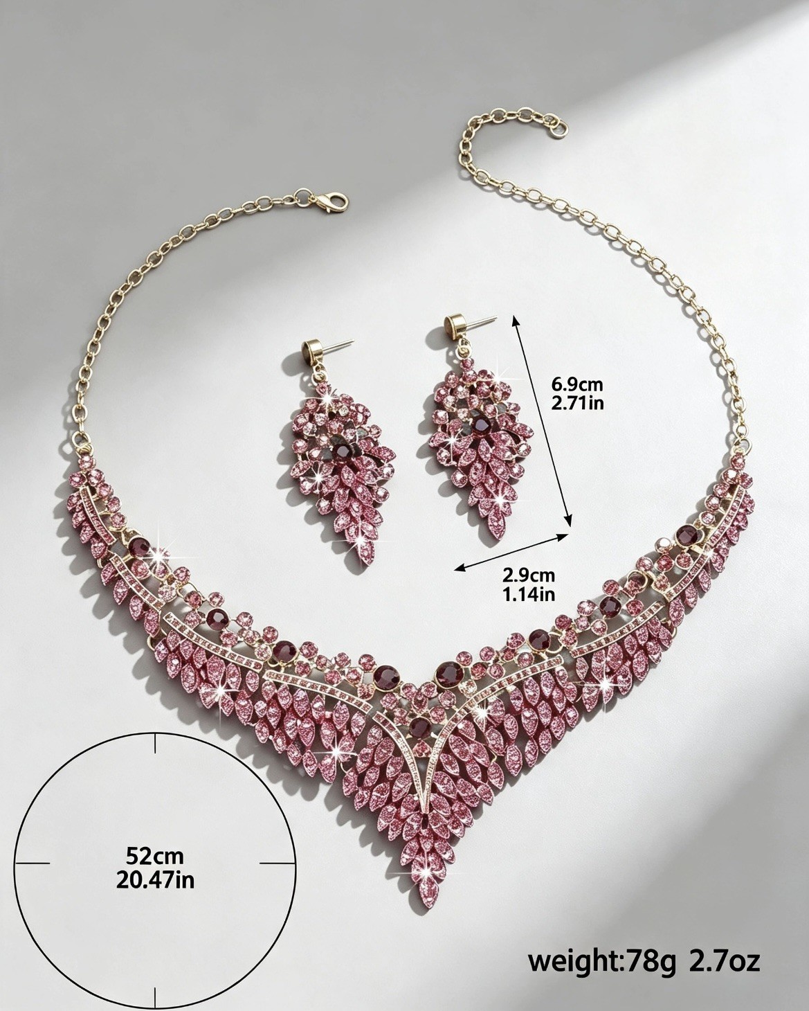 Gorgeous Wedding Necklace Earrings Jewellery Set for women gift, party