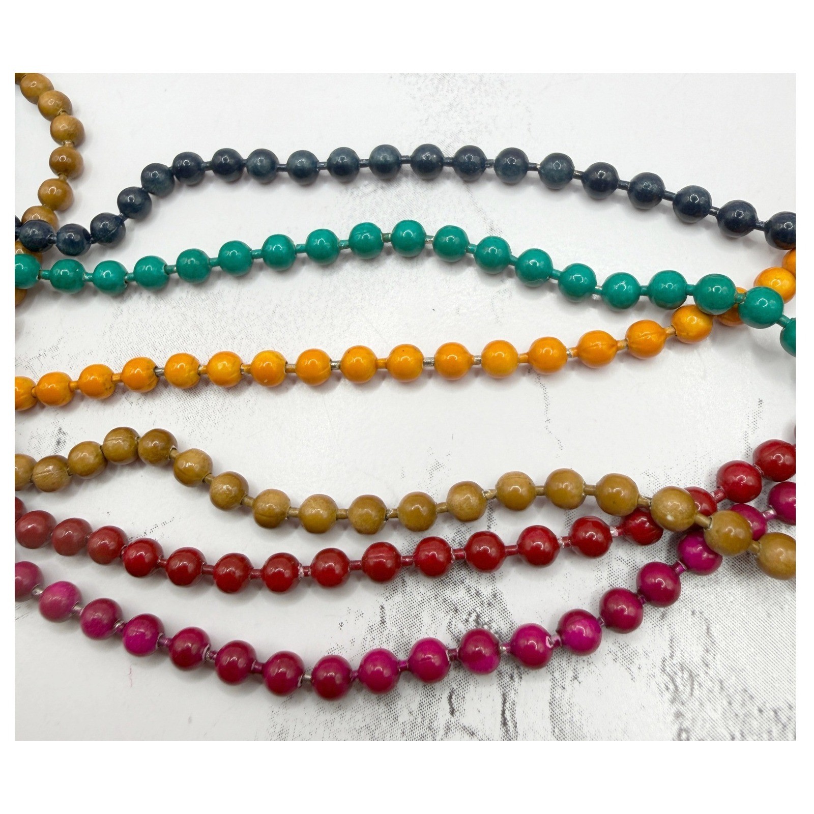 Vintage Multi Strand Beaded Necklace Multicolor Glass Look 15″ Festival Jewelry