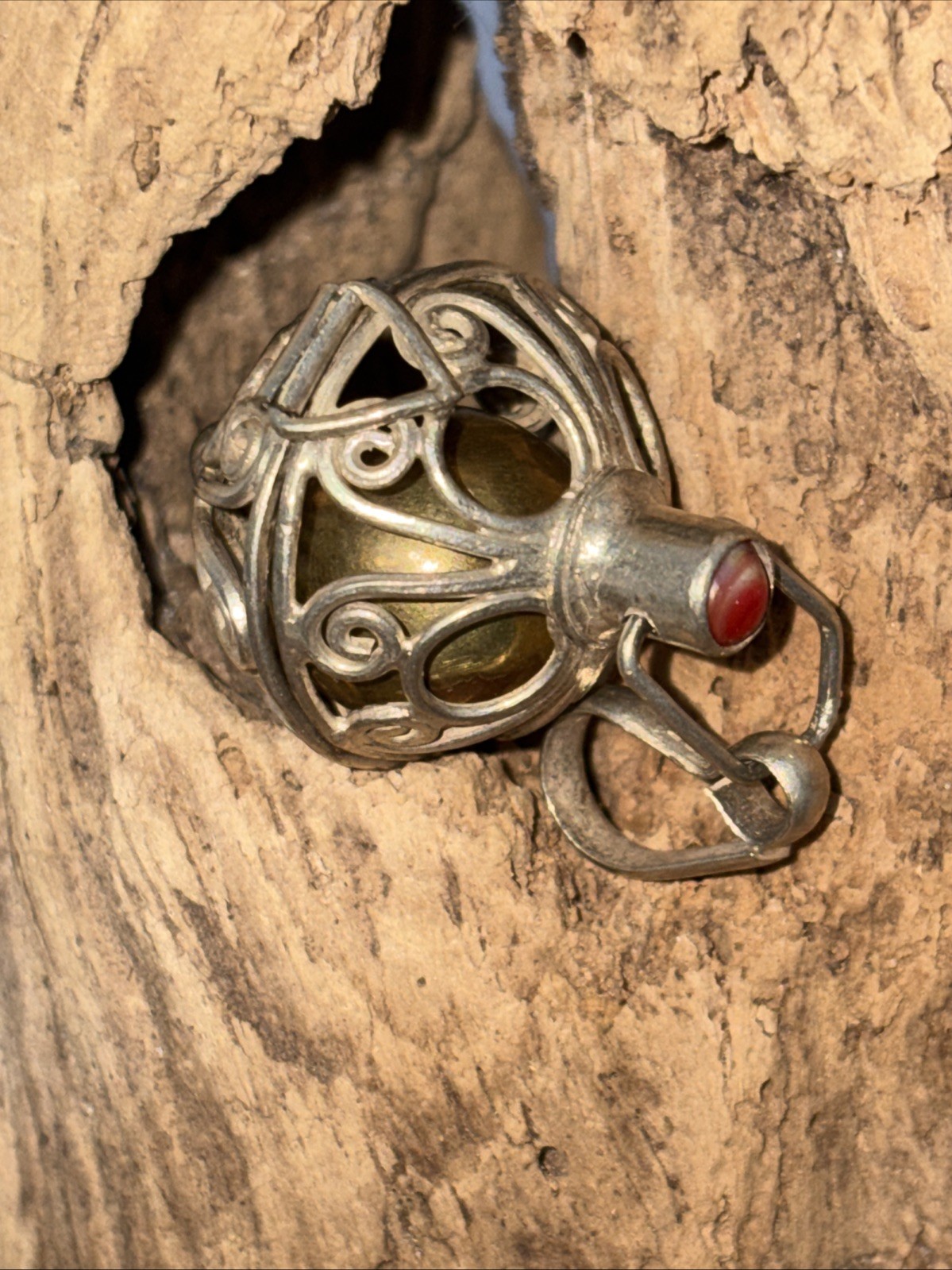 Sterling Silver Harmony Pendant With Brass Ball Chime