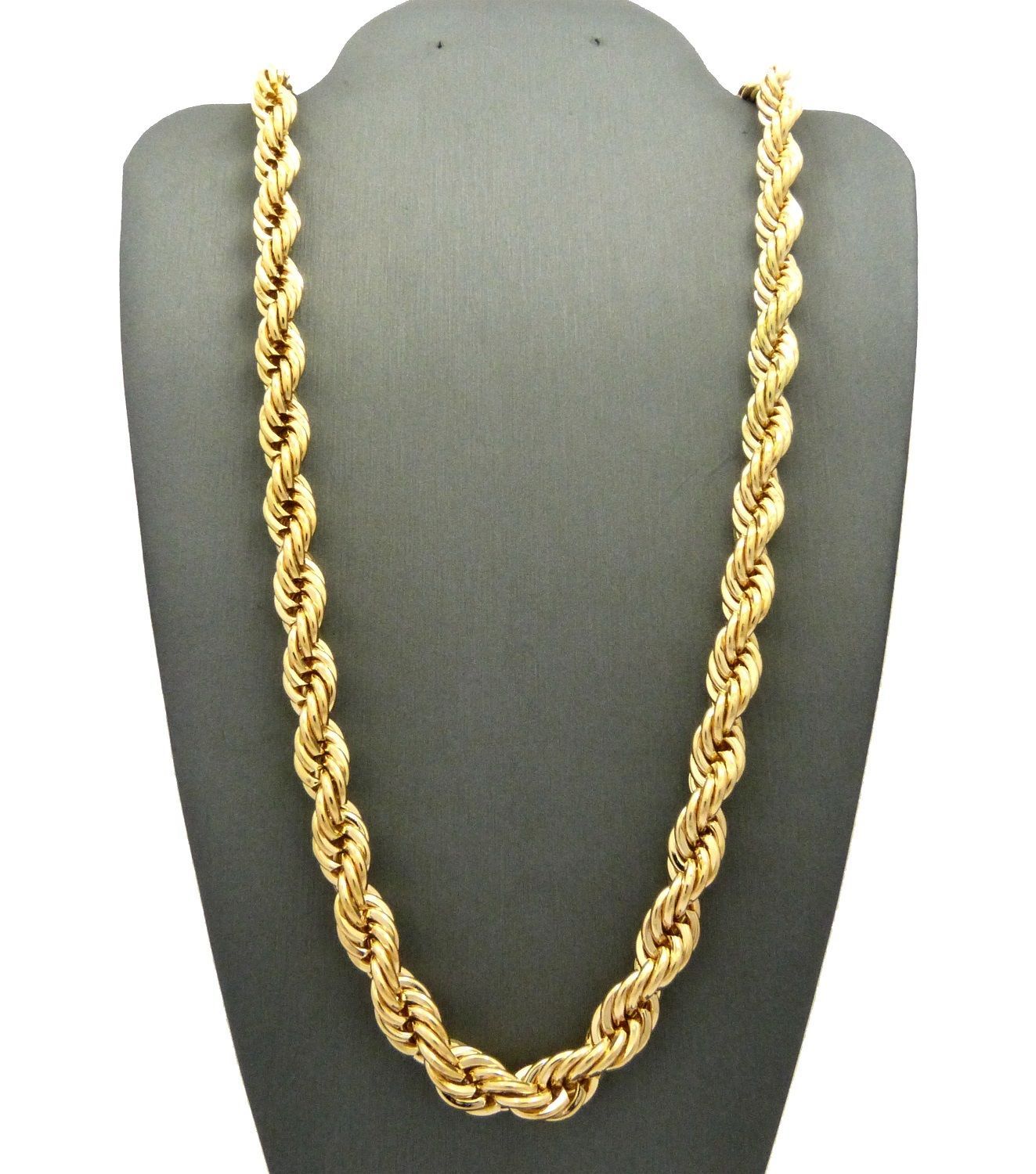 Celebrity Style Fashion Gold PT STAINLESS STEEL 6mm,7mm 30″ Rope Chain Necklace