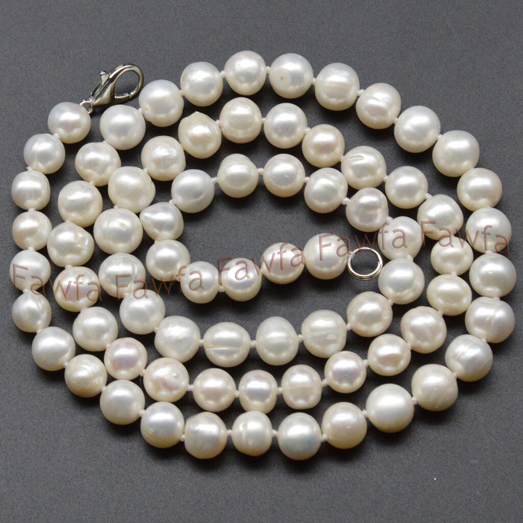 Natural Genuine 7-9mm White Akoya Freshwater Cultured Pearl Long Necklace 16-48″