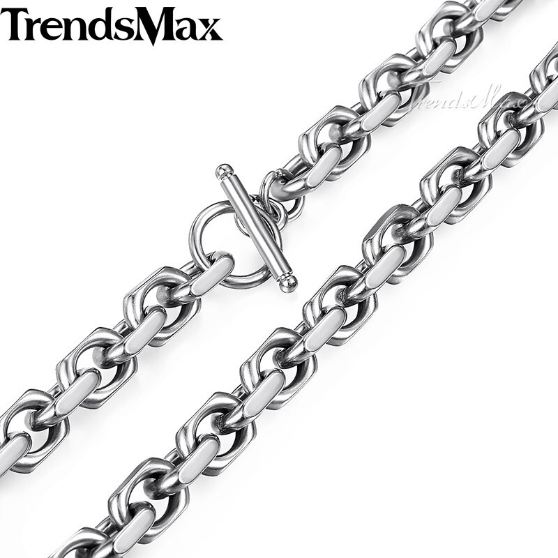 20″ Mens Boys Chain Silver CABLE Link 316L Stainless Steel Necklace Toggle Clasp