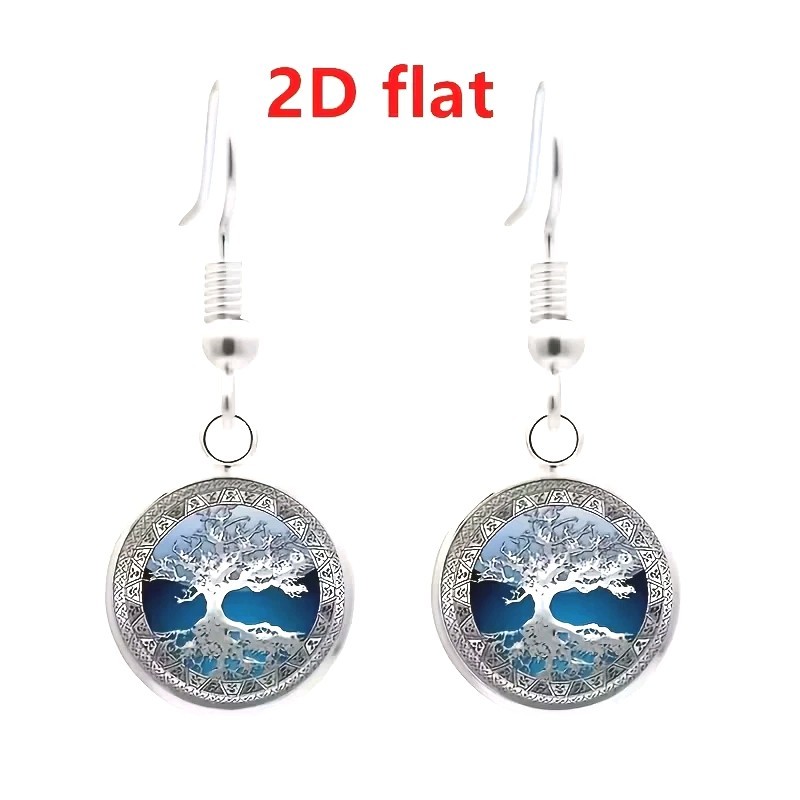Beautiful Tree of Life Cabochon Necklace, Earring & Bracelet Jewelry Set Silvery