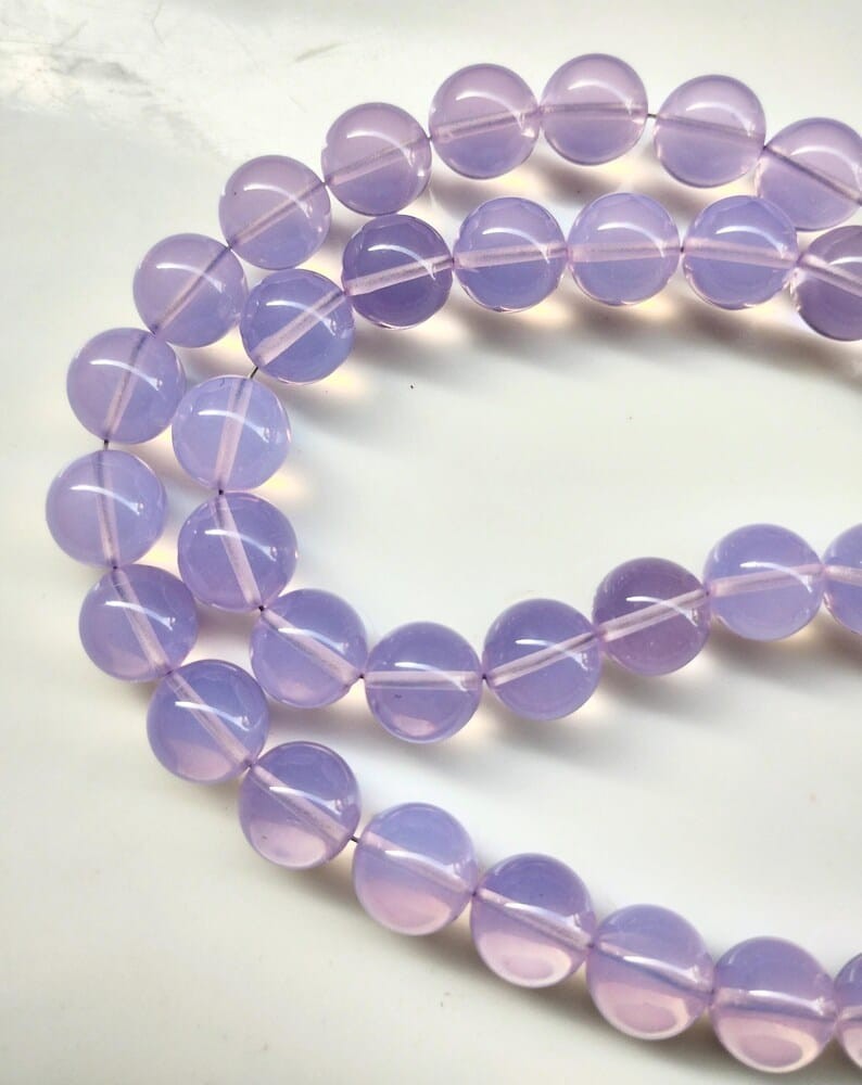 Lavender Moon quartz smooth balls gemstone jewellery beads Lavender necklace