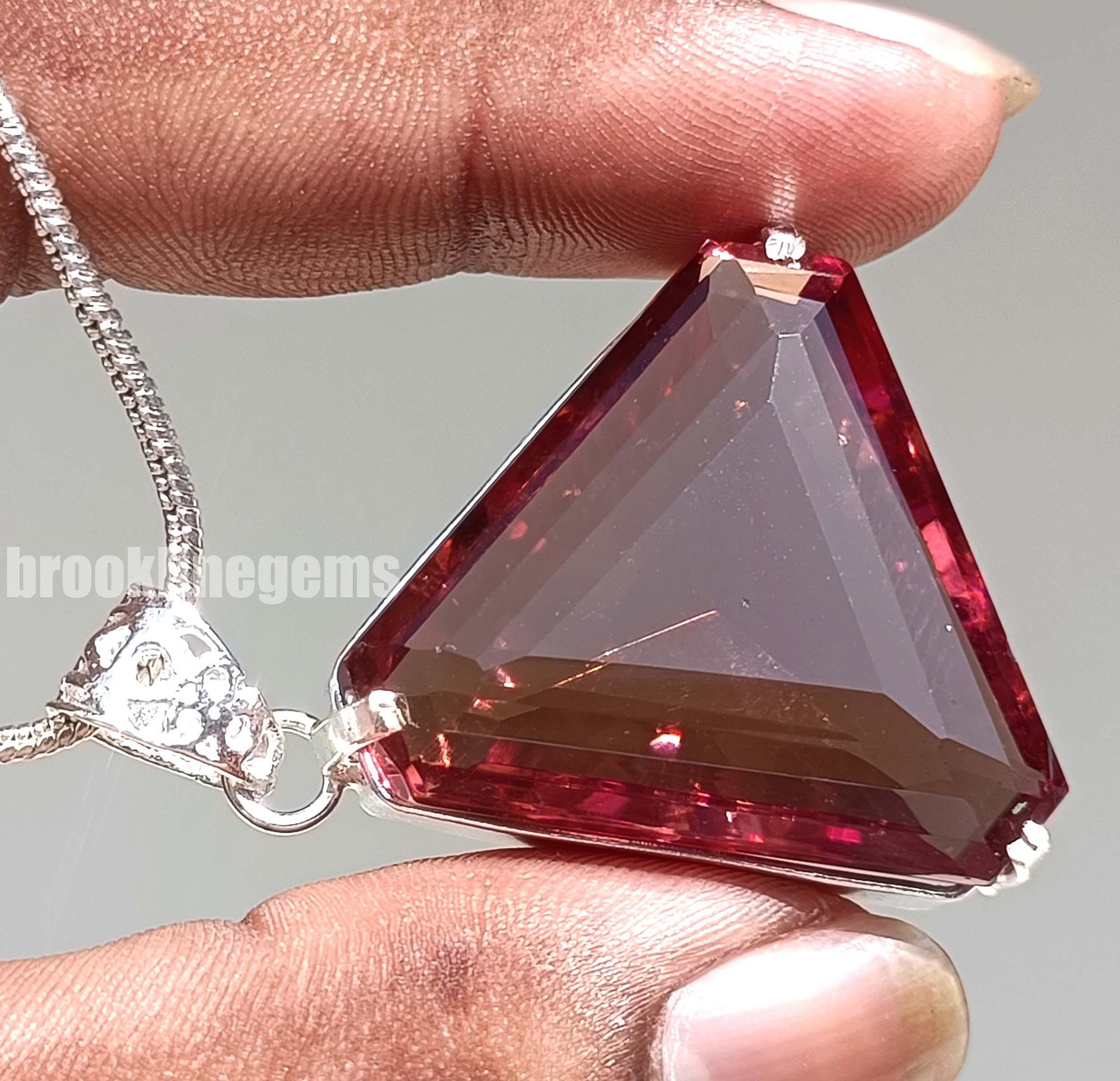 Stunning 45 Ct Color-Change Alexandrite Pendant Fancy Gem 925 Silver Chain 5ASN