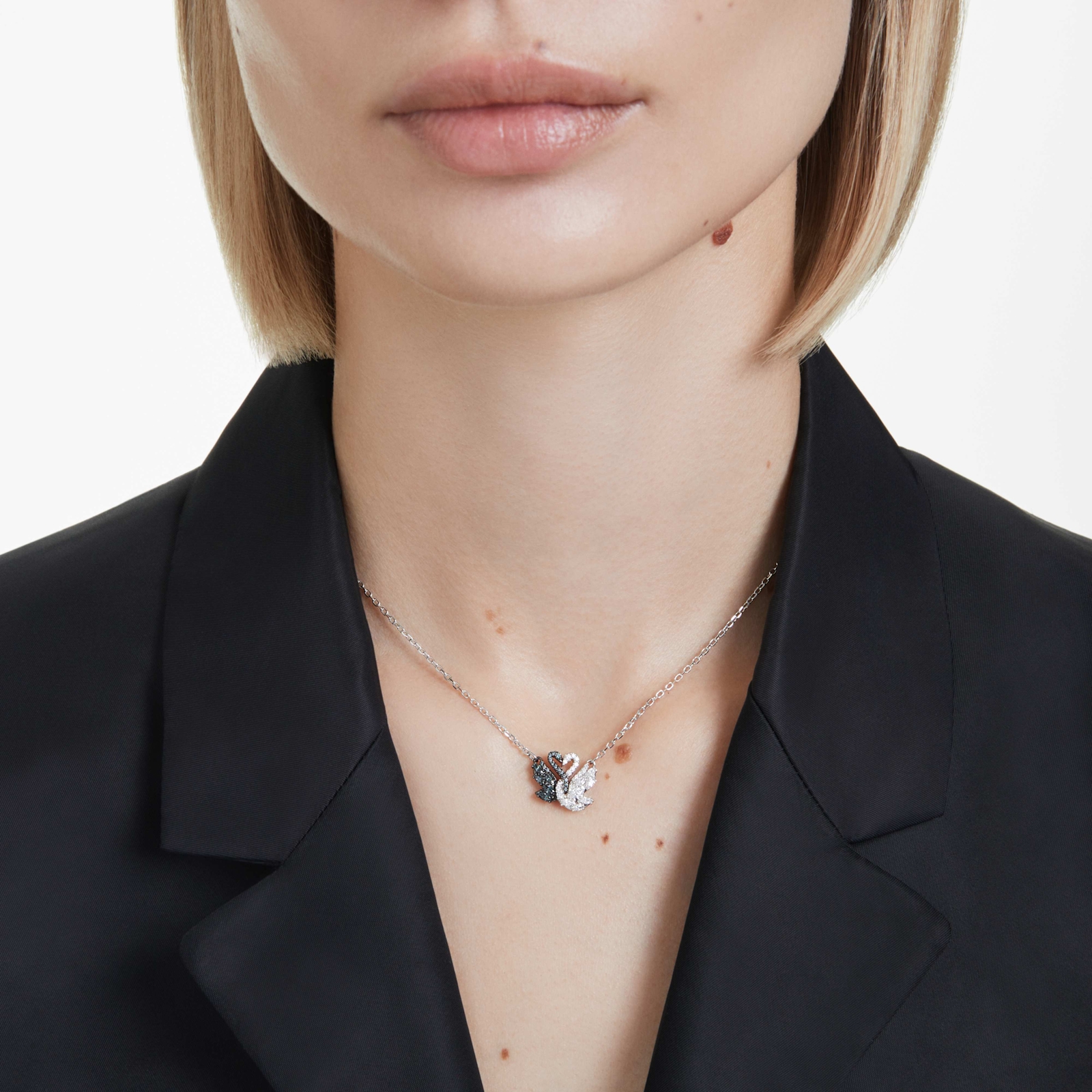 Swarovski Swan Pendant Necklace, Swan, Black, Mixed Metal Finish 5705721