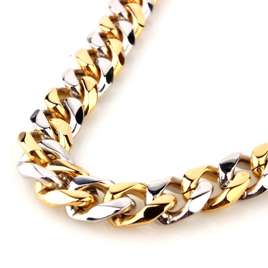 10/12/15/17mm MEN Chain Stainless Steel Link Cuban Curb Necklace Bracelet Jewelr