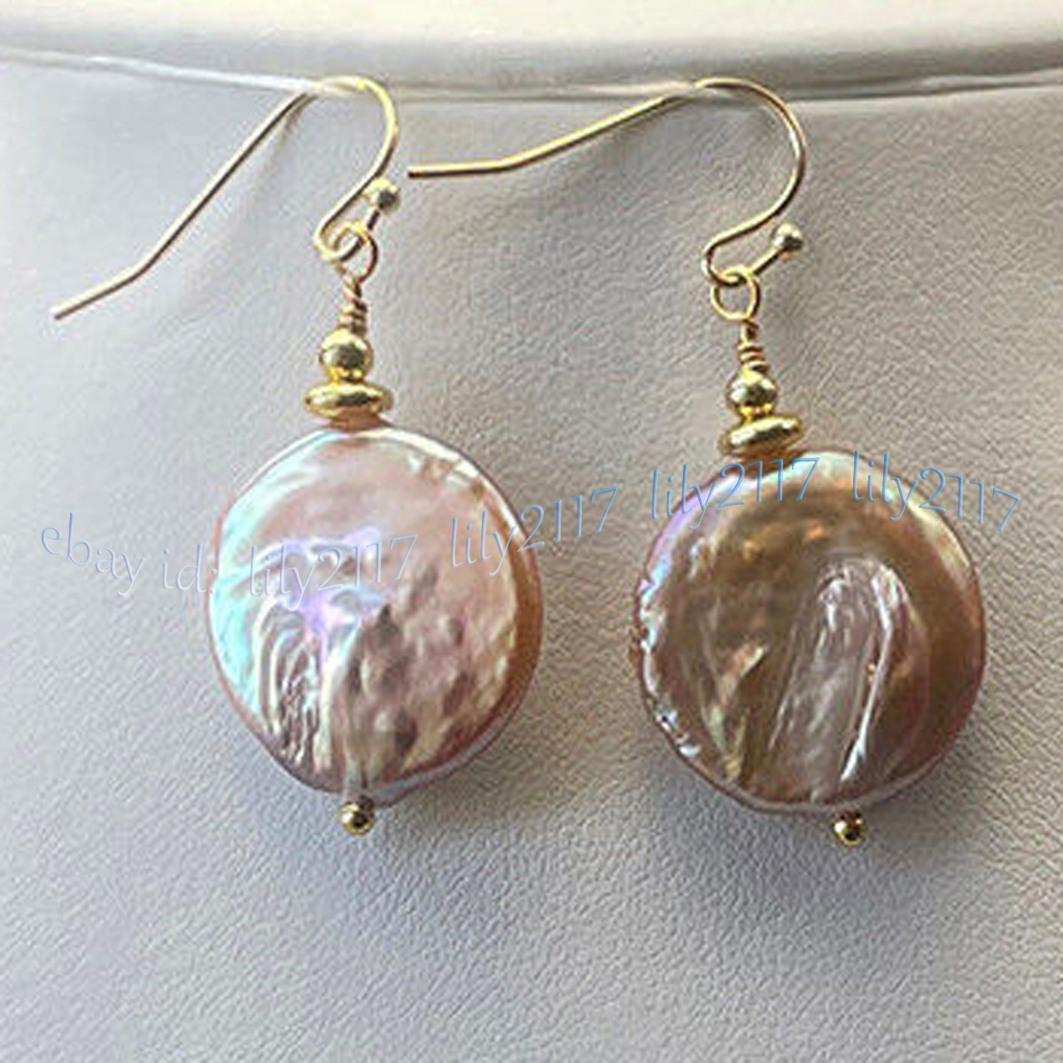 Huge 18-20mm Natural Multicolor Freshwater Flat Coin Pearl Necklace Earrings Set