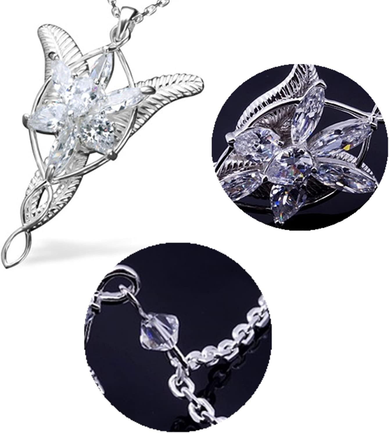 3 Set Lord of the Ring Elven Leaf Aragorn Arwen Evenstar Pendant Chain Necklace