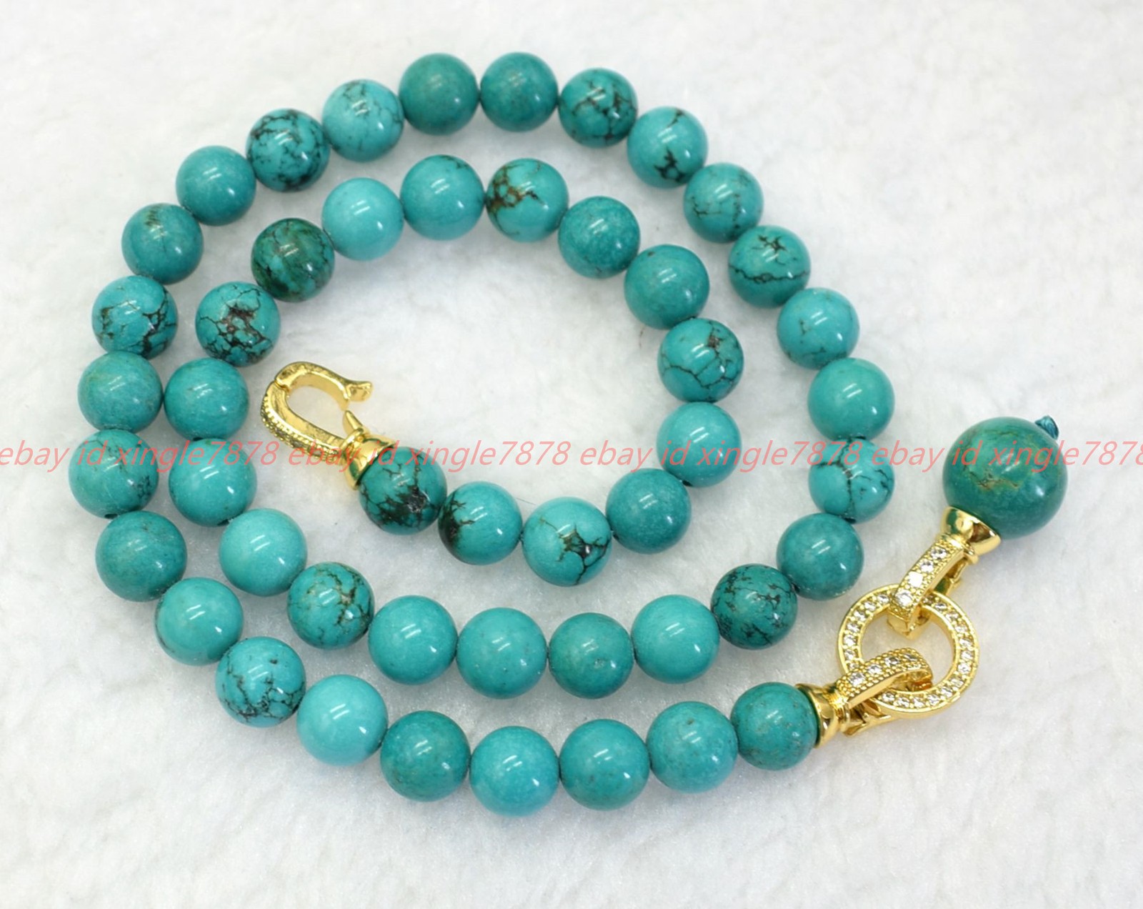 Natural 8/10/12mm Blue Turquoise Gemstone Round Beads Pendant Necklace 16-28in