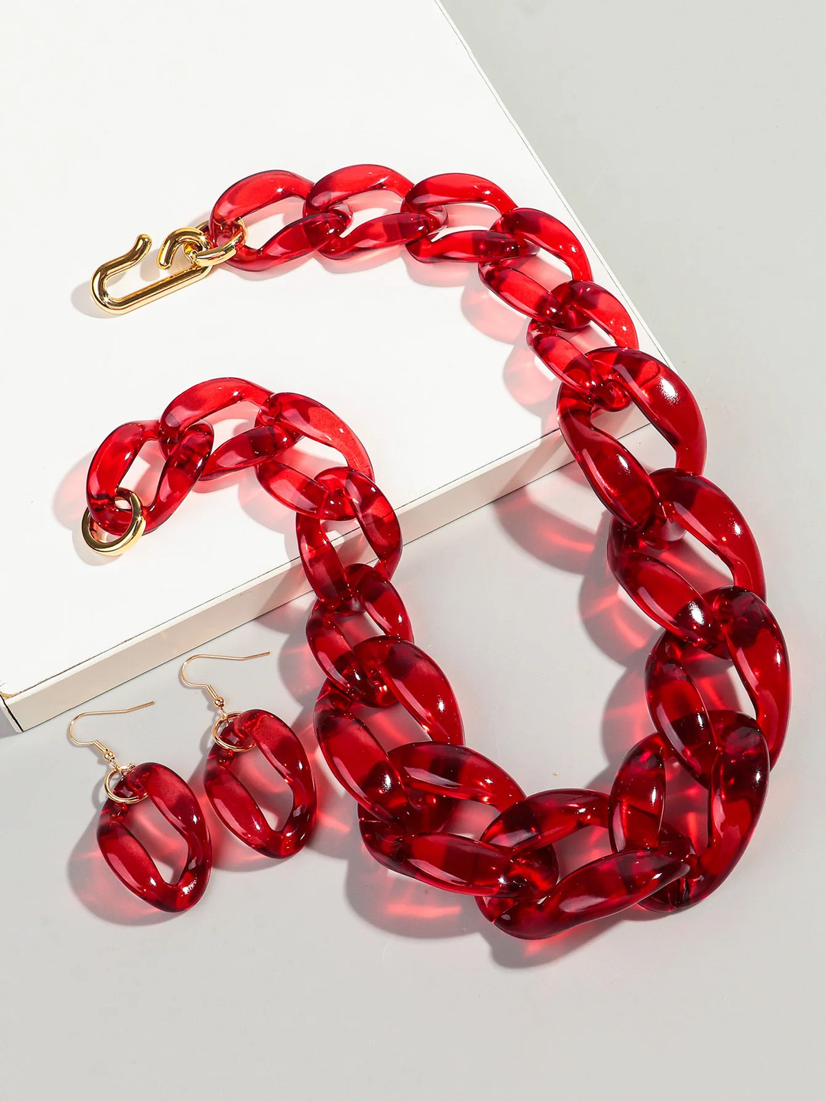 Acrylic Link Chain Necklace Chunky Statement 50cm Party Collar Women Jewelry