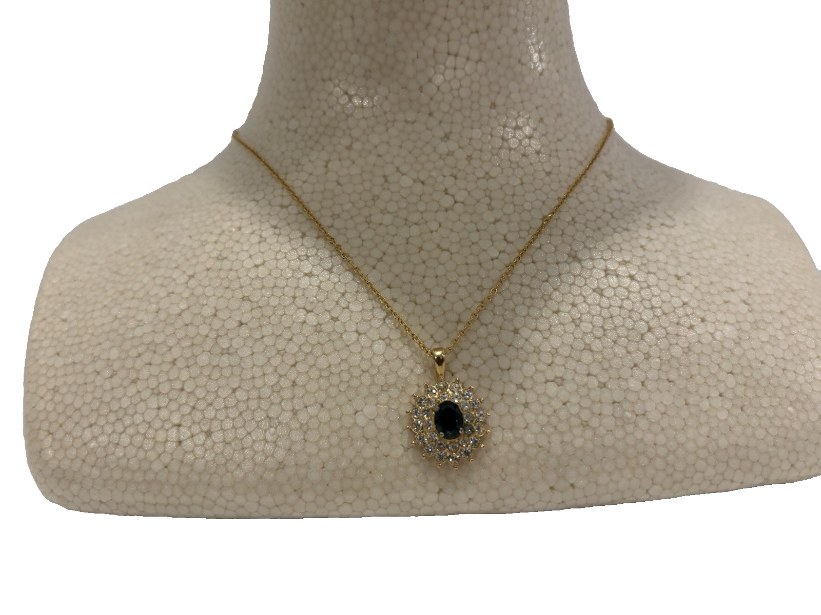 Vintage Signed, “Roman” Gold-Tone Pendant Necklace with Rhinestone Accents