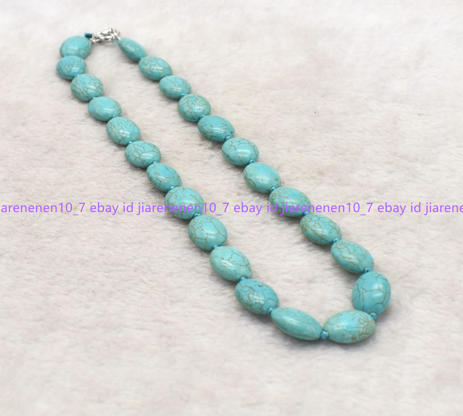 Natural 13x18mm Blue Turquoise Oval Gemstone Necklace 18-36 In