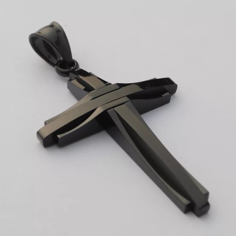 NEW Stainless Steel Silver Jesus Cross Crucifix Pendant Necklace Mens & Womens