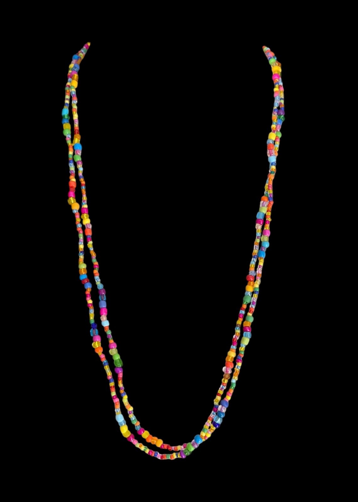 Handmade Colorful Glass Seed Love Bead Hippie Boho Long Wrap Necklace 48″