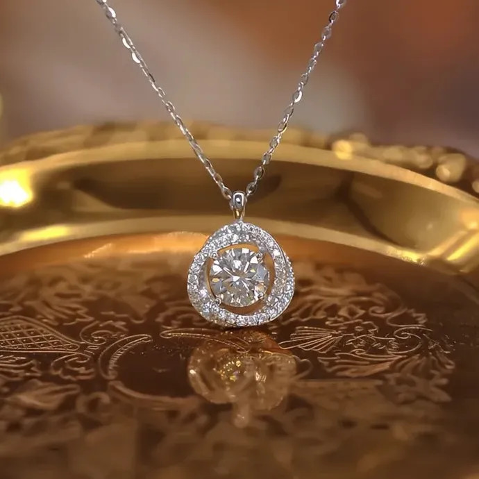 Sparkling CZ Geometric Pendant Necklace Brass Luxury Wedding Jewelry