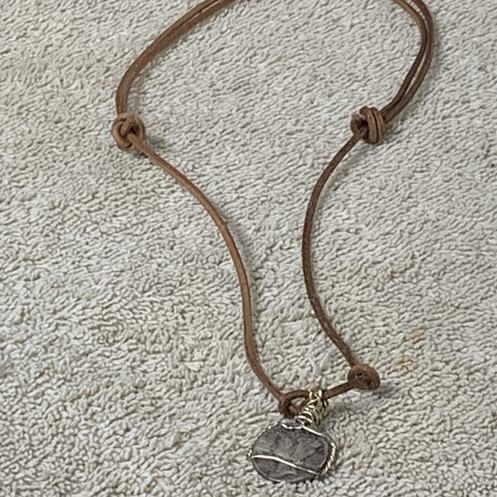 Wire Wrapped United States One Dime Coin Pendant Necklace Brown Leather Cord