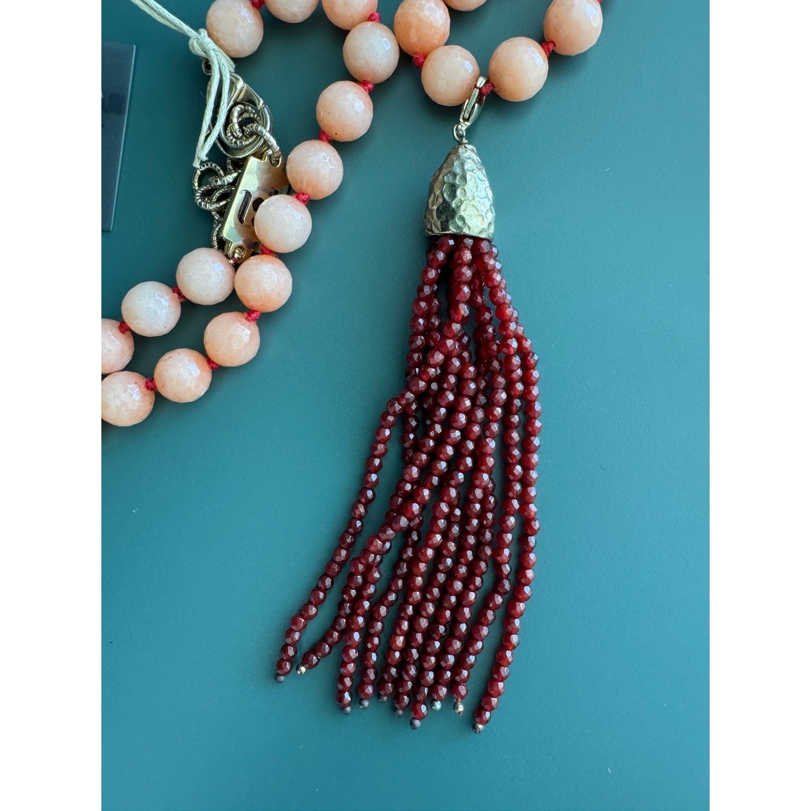 Rosantica Milano Tassel Necklace Women OS Peach Ruby Agate Himalaya NWT