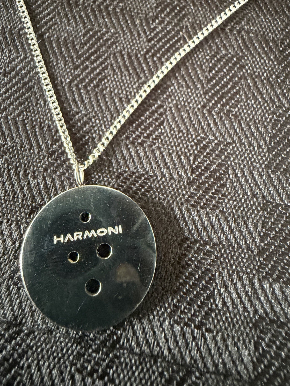 Authentic Harmoni Button Disc Pendant Necklace – Silver Finish