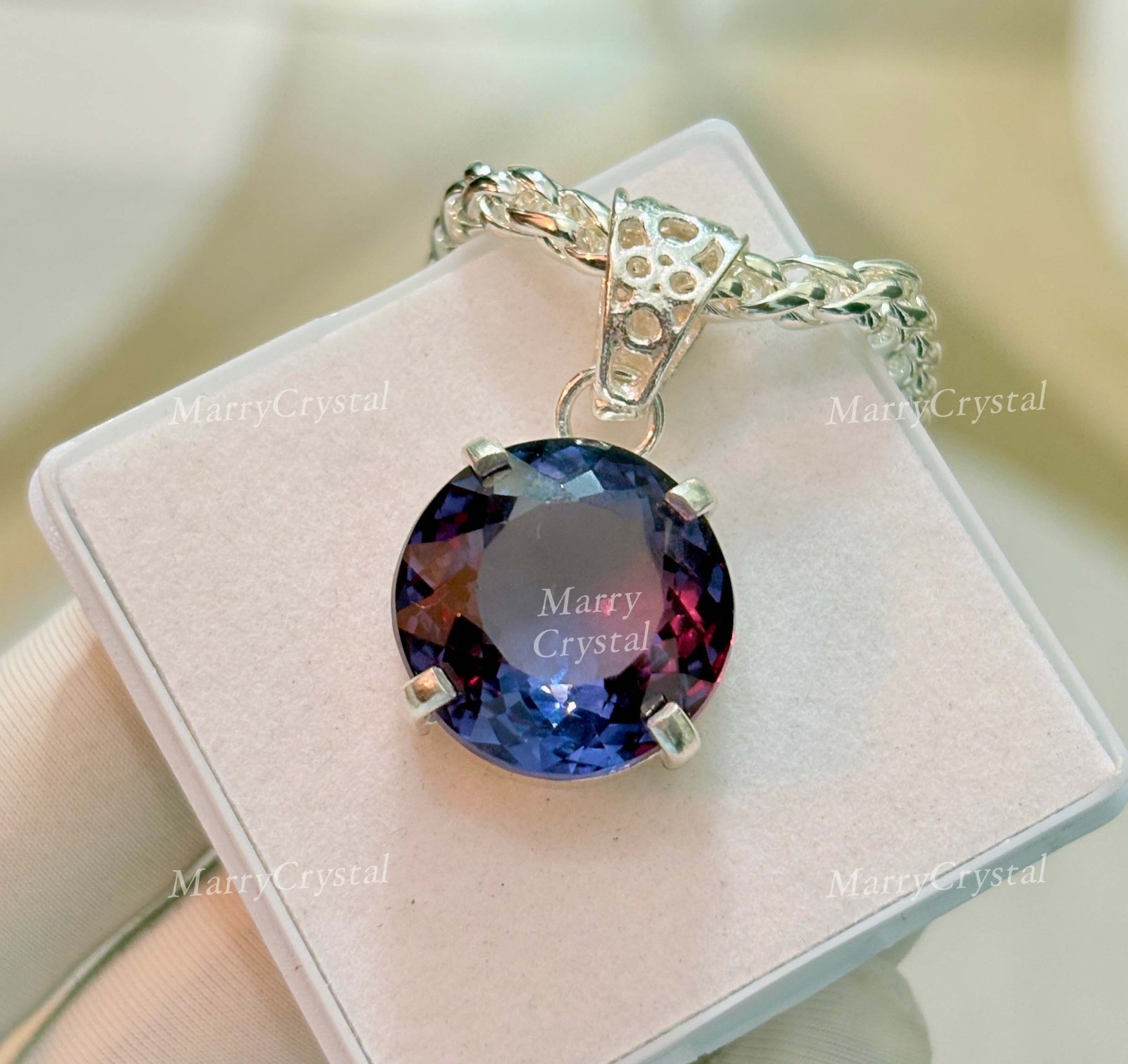 30 Ct Lab Grown Color Change Alexandrite Pendant Garman Silver Loose Gemstone