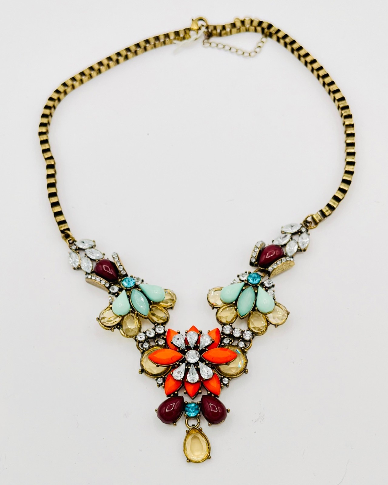 J Crew Multicolor Rhinestone Flower Adjustable Statement Necklace |Back to Schoo