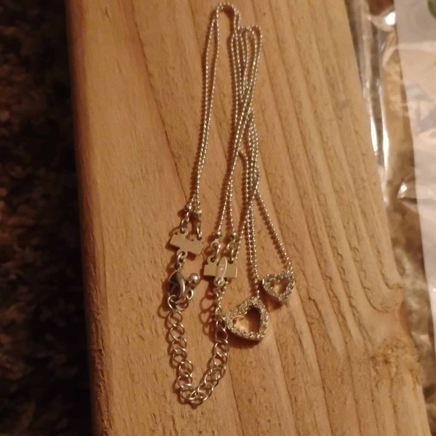 Sparkle Allure Silver Plated Double Heart Pendant Necklace Adjustable Chain