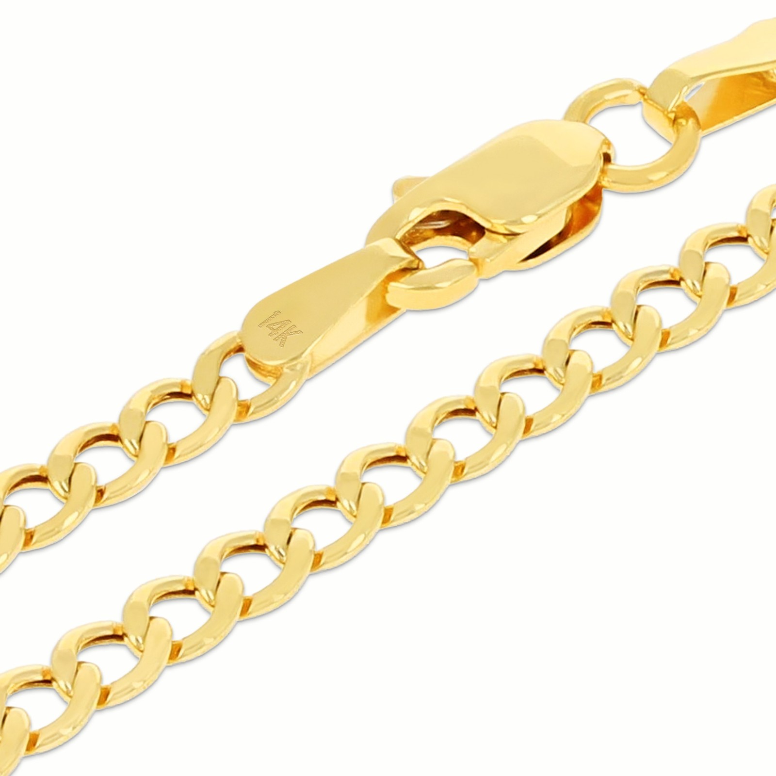 14K Yellow Gold 2.5mm Italian Cuban Curb Chain Link Necklace Mens Women 16″- 26″
