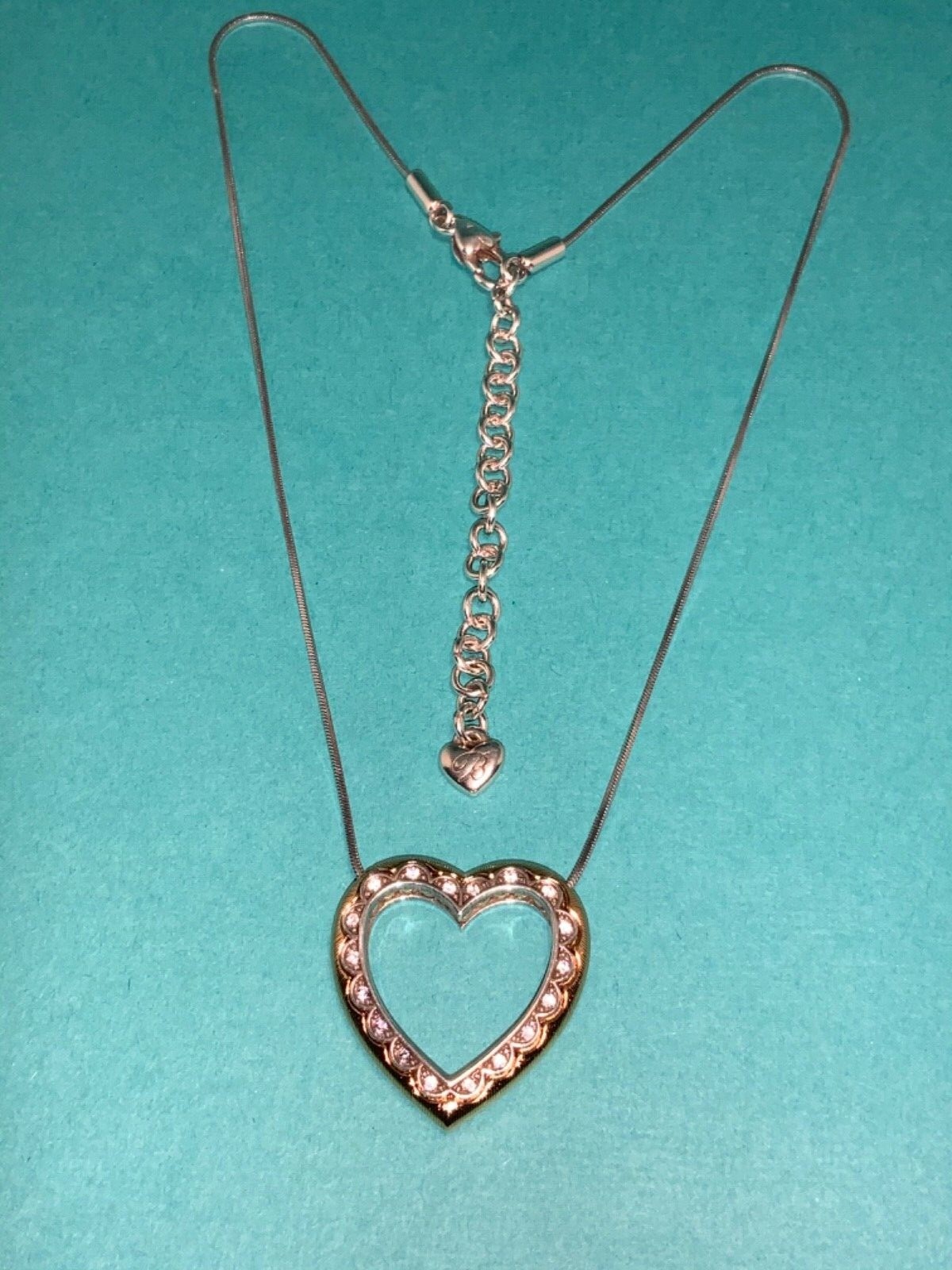 🌸 BRIGHTON 2 Tone Crystal Primevera Reversible Heart Necklace (N21) NWT🌸