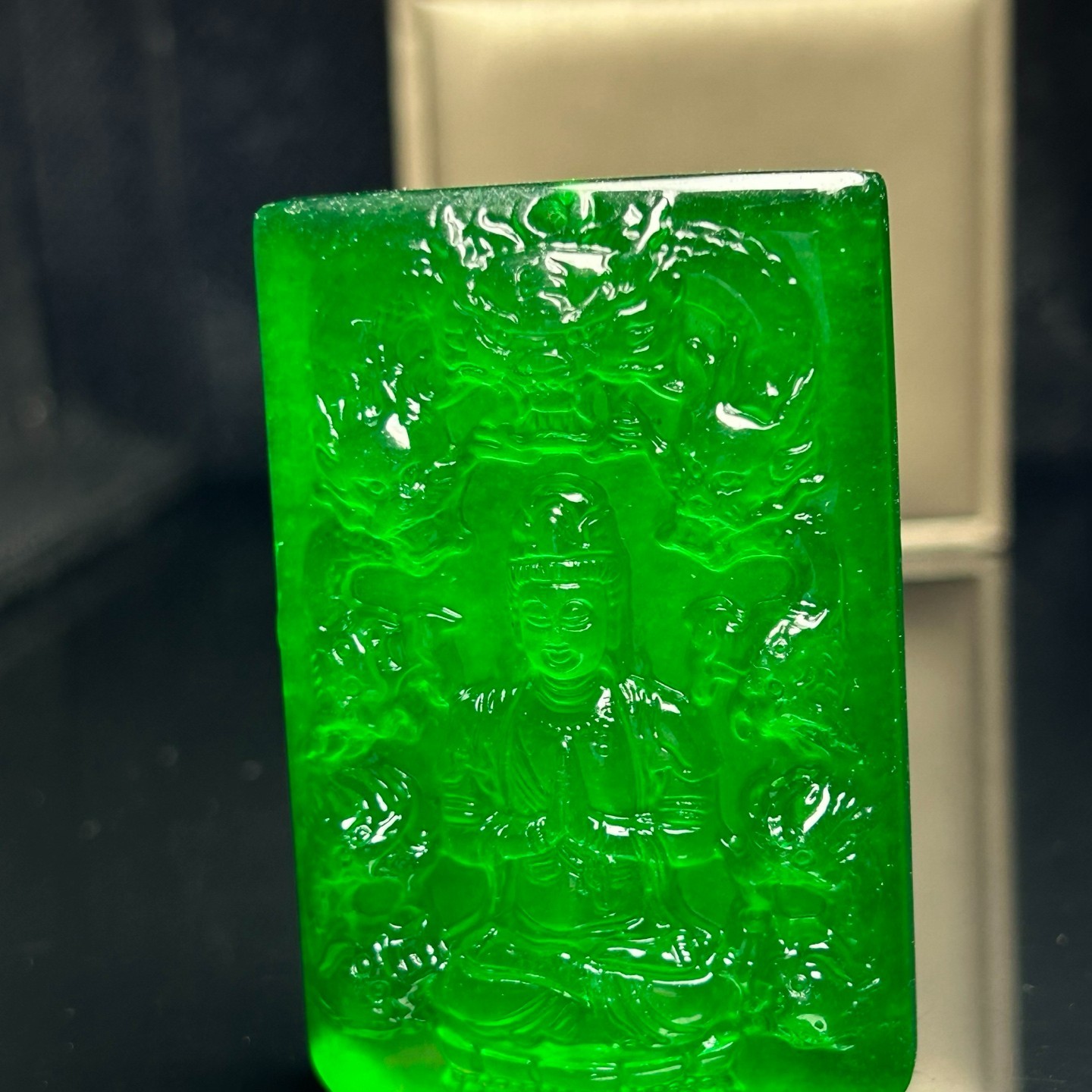 Nature ice green Burmese Jade Jadeite Carved dragon kwan-yin Pendant&Necklace