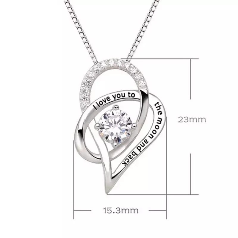 I Love You To The Moon and Back Heart Pendant Necklace Valentine’s day gift