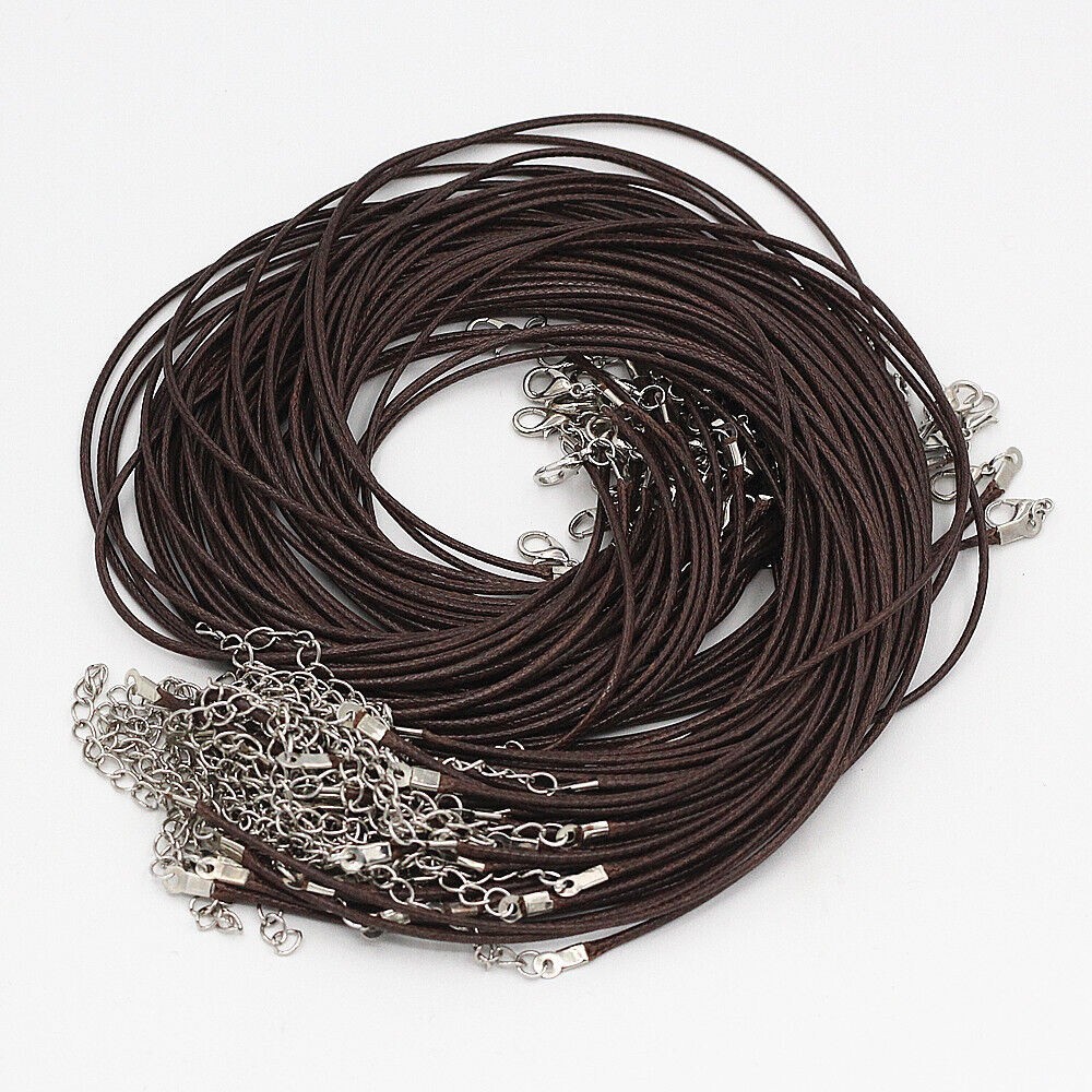 100x Leather Braided Waxed Cord Necklace Chain Rope Jewelry Bracelet Making 18″